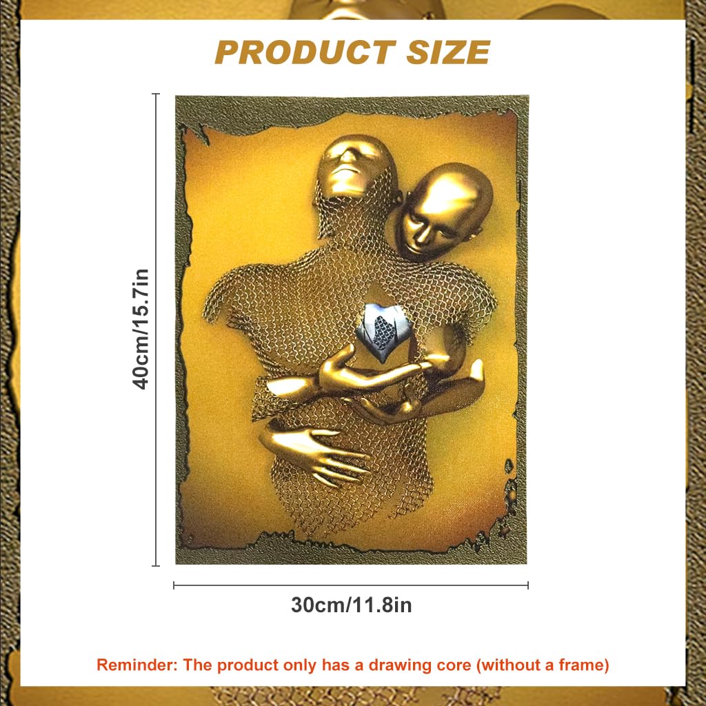 HASTHIP 3D Painting Metal Figure Statue Art Couple Love Heart Kiss Pictures Wall Art Canvas Print Poster Drawing Decor for Home Living Room Bedroom Office - Without Frame (30x40cm) Heart HASTHIP 3D Painting Metal Figure Statue Art Couple Love Heart Kiss Pictures Wall Art Canvas Print Poster Drawing Decor for Home Living Room Bedroom Office - Without Frame (30x40cm) Heart